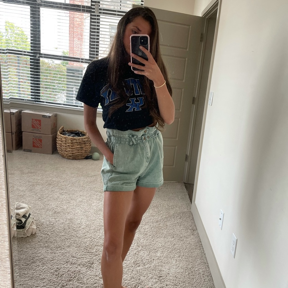 Denim high waisted shorts